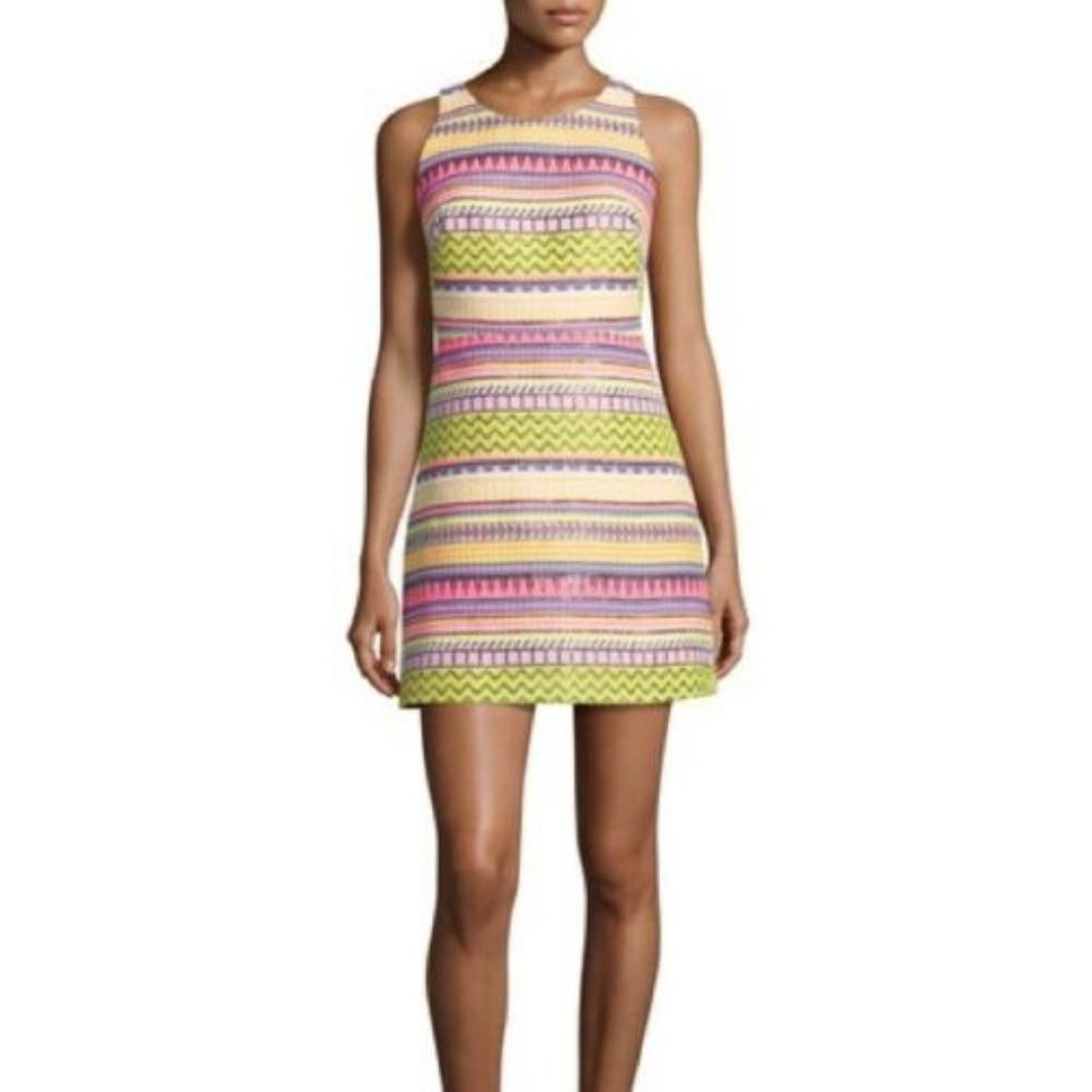 Milly Neon Raffia Tweed Mini Dress 4